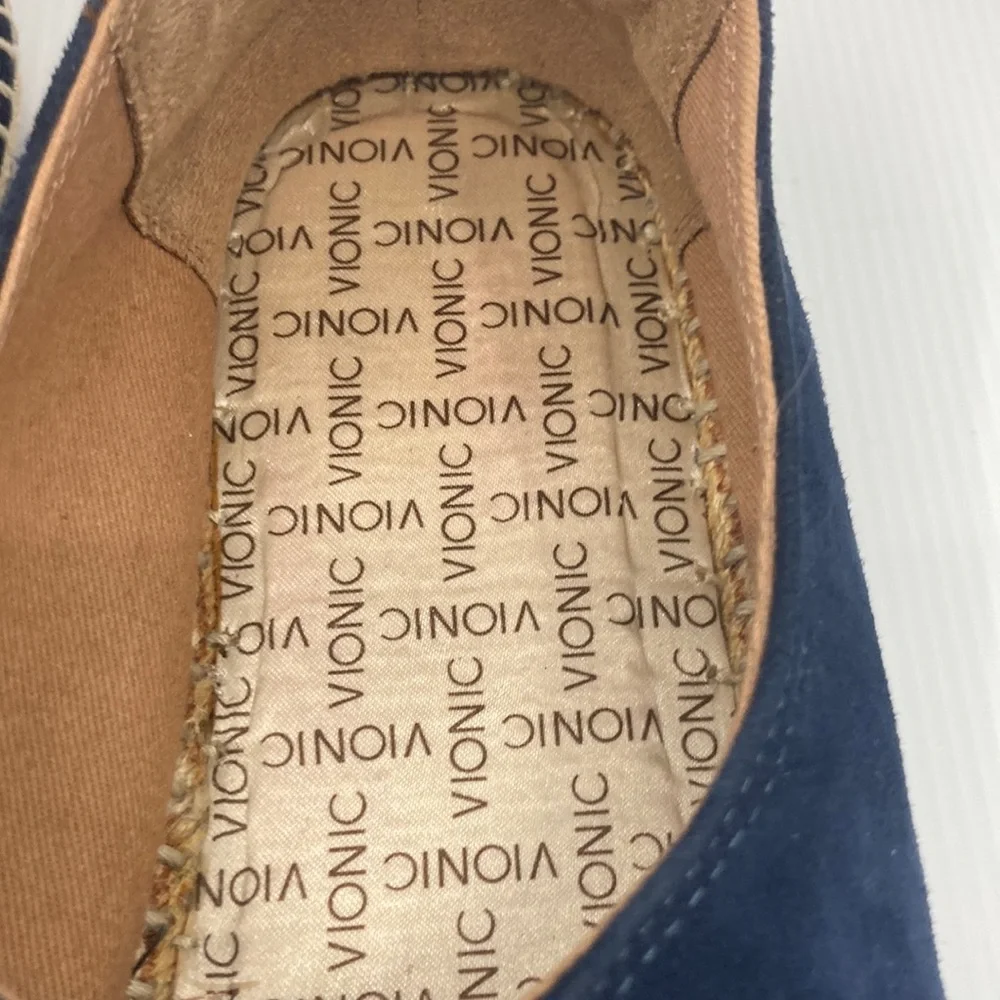 Vionic Blue Lace Up Espadrille Shoes Sneakers with Jute Wrap Detail